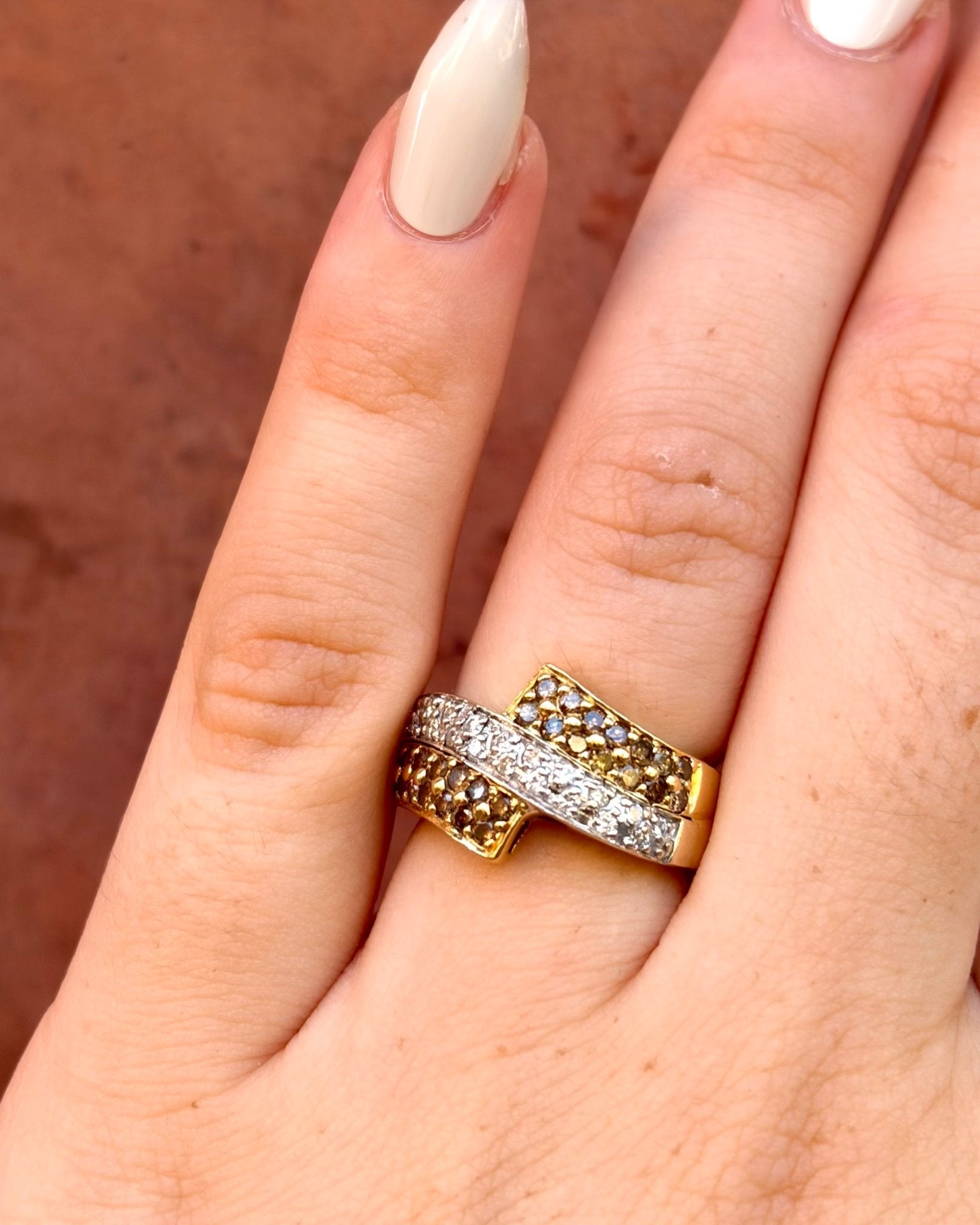 Bague Jonc Diamants Cognac 0.47 carat &amp; Or 5g "Ruth" - Elliade Paris