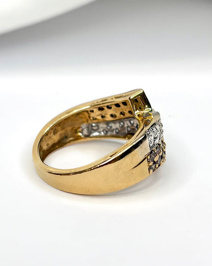 Bague Jonc Diamants Cognac 0.47 carat &amp; Or 5g "Ruth" - Elliade Paris