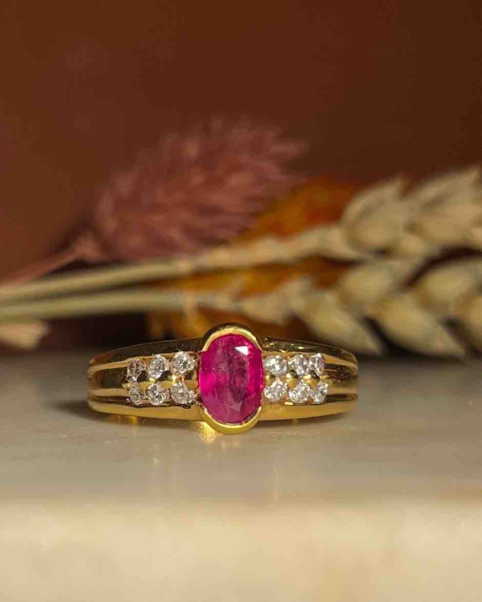 Bague Jonc Diamants &amp; Rubis "Joanne" - Elliade Paris