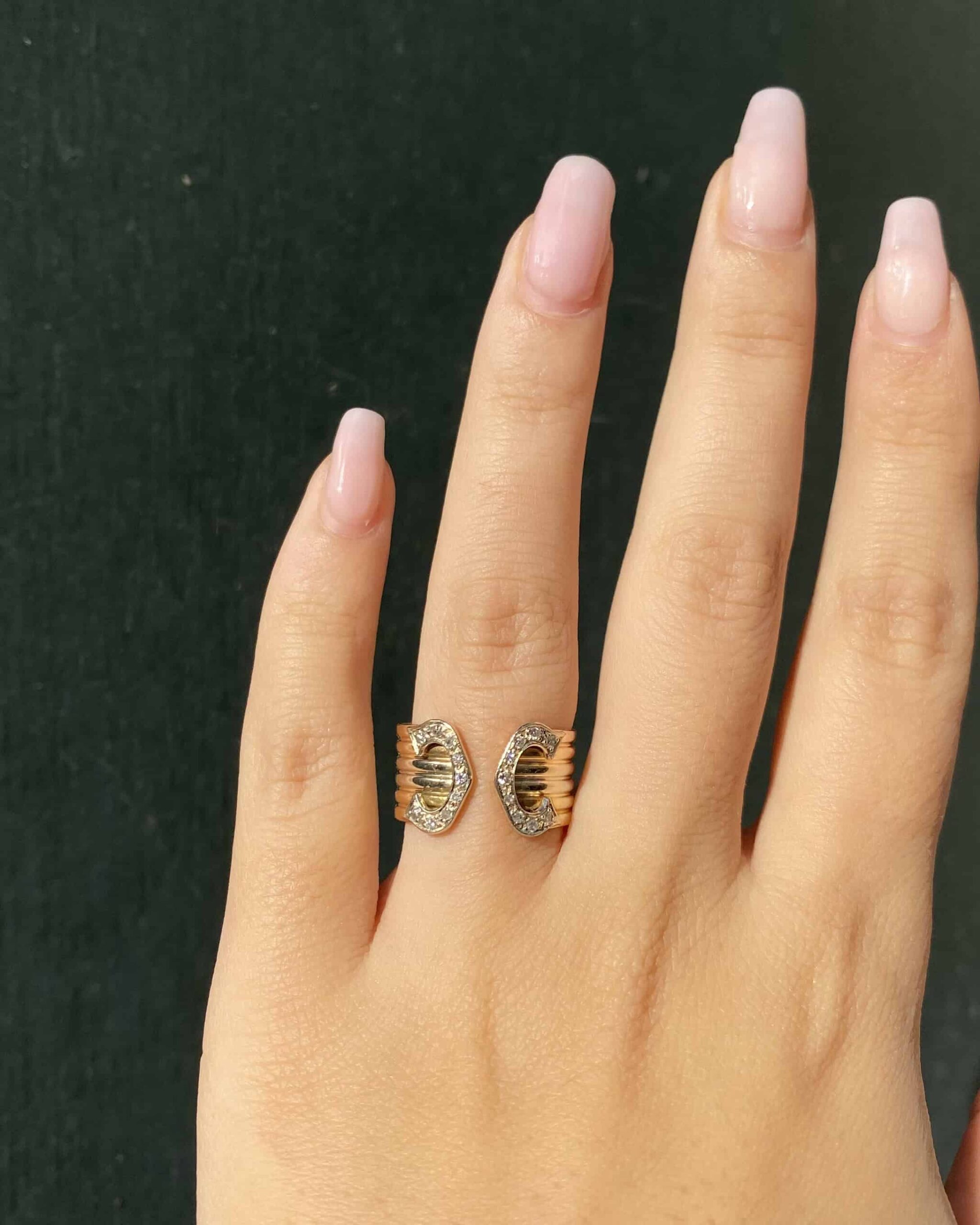 Anillo brazalete "Céleste" de tres piezas en oro de 18 quilates con diamantes