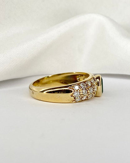 Bague Jonc Émeraude 0.38 carat &amp; 24 Diamants &quot;Sorya&quot; - Elliade Paris