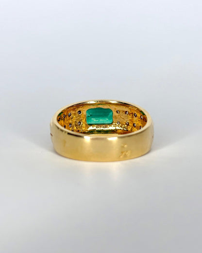Bague Jonc Émeraude 1 ct &amp; 20 Diamants &quot;Sérena&quot; - Elliade Paris