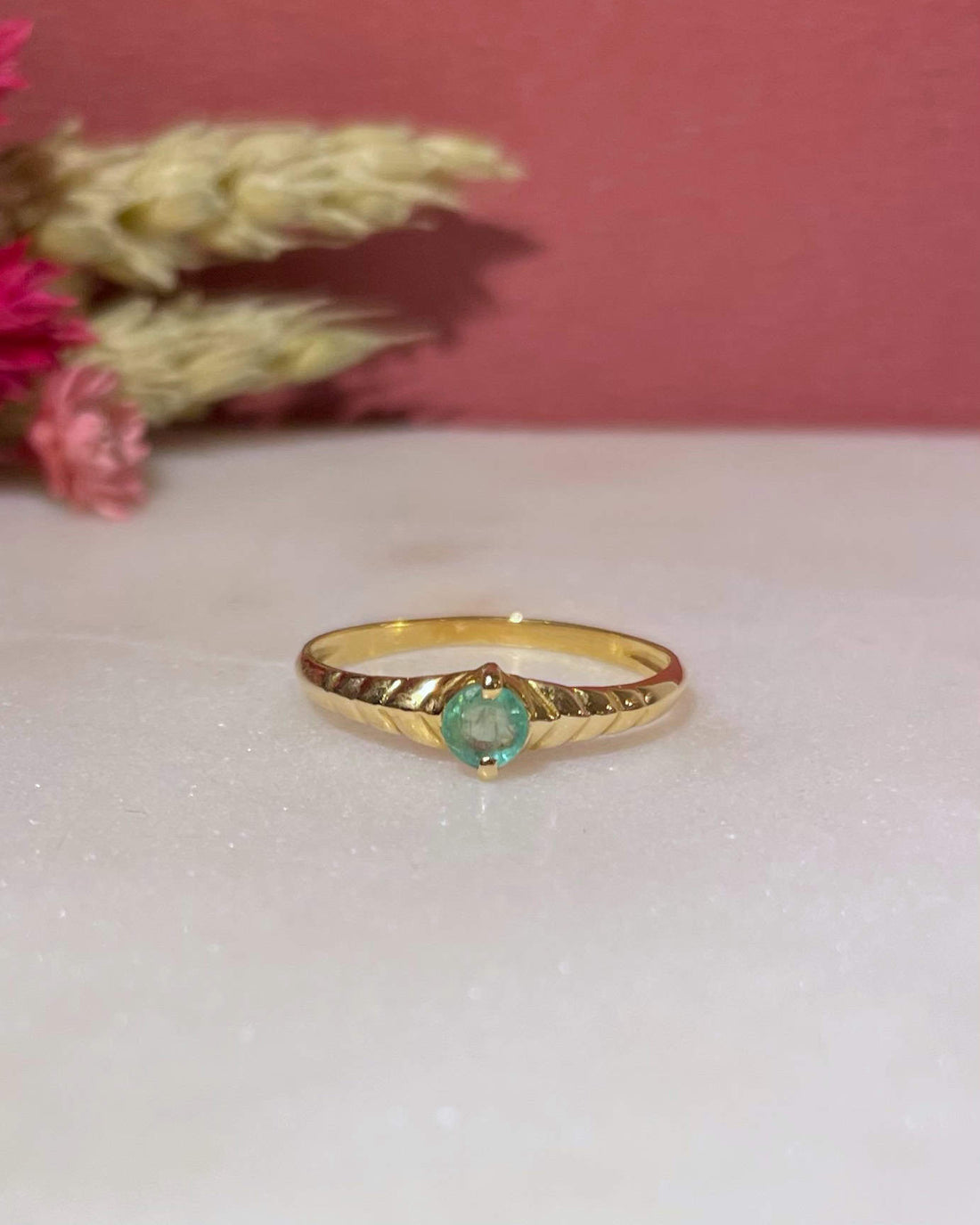 Bague Vintage Jonc Émeraude "Maelle"