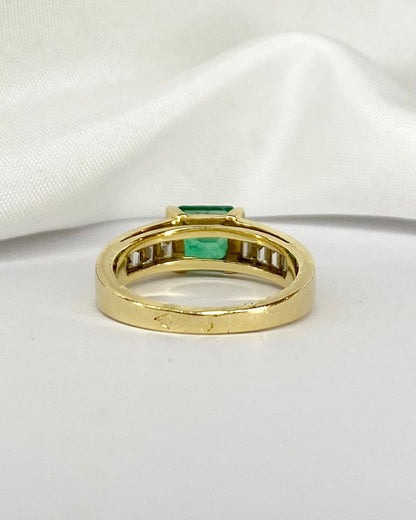 Bague Jonc Émeraude 1.15 carat &amp; Diamants 0.36 carat &quot;Cristina&quot; - Elliade Paris