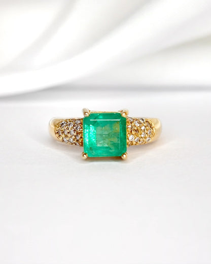 Bague Jonc Émeraude 1.25 carat &amp; Diamants 0.20 carat "Mélissa" - Elliade Paris