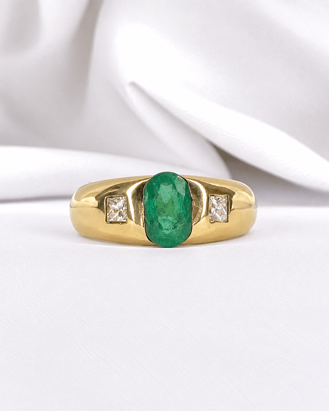 Bague Jonc Émeraude 1.60 carat &amp; Diamants "Daphné" - Elliade Paris