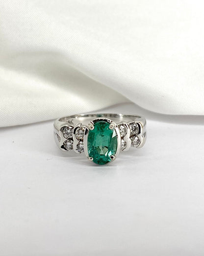 Bague Jonc Émeraude 1.70 carat &amp; 8 Diamants &quot;Fiona&quot; - Elliade Paris