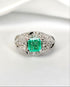 Bague Jonc Émeraude Colombienne 0.85 carat, Diamants 0.82 carat & Platine 11.85 g "Emy" - Elliade Paris