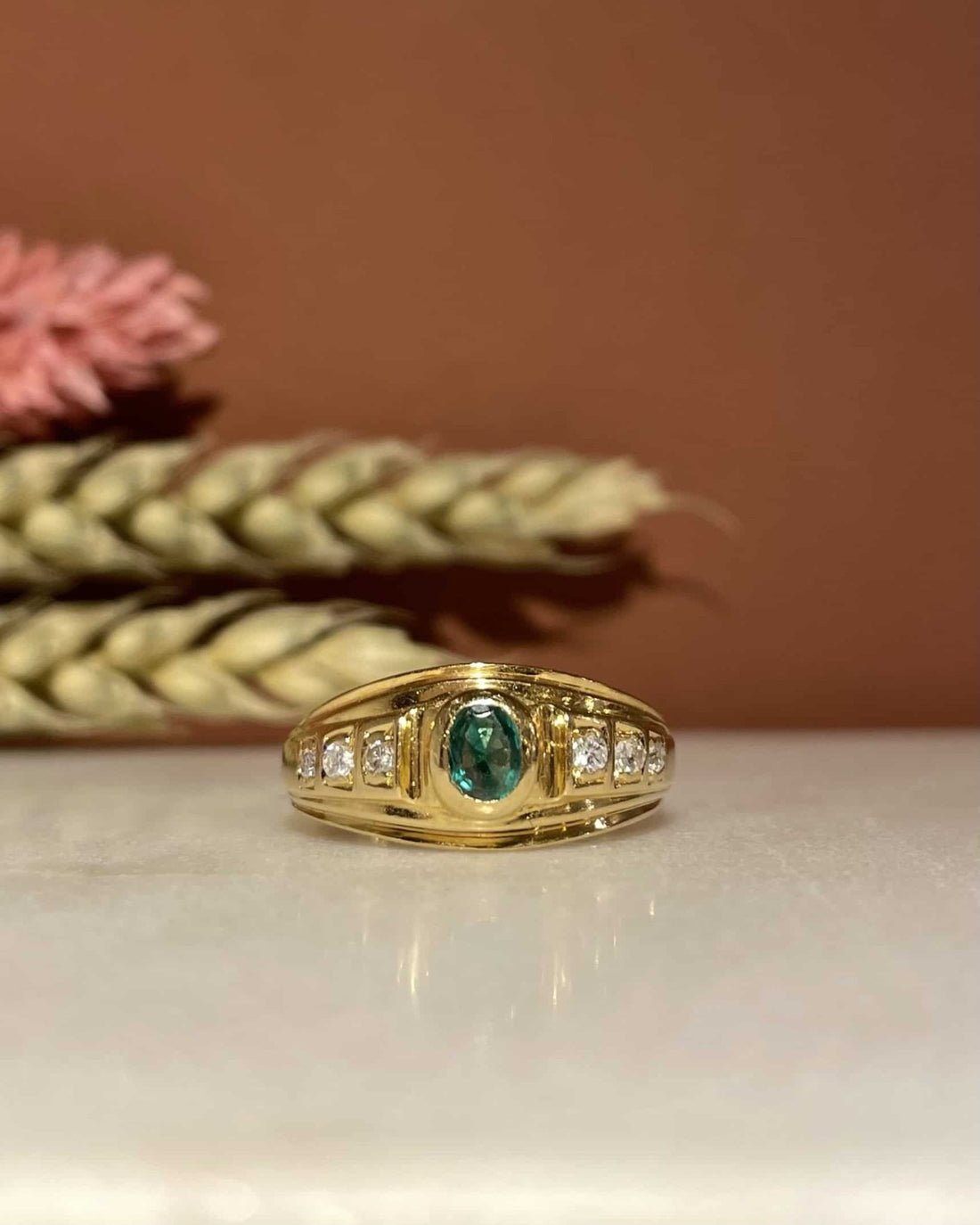 Bague Jonc Émeraude &amp; Diamants &quot;Azénor&quot; - Elliade Paris