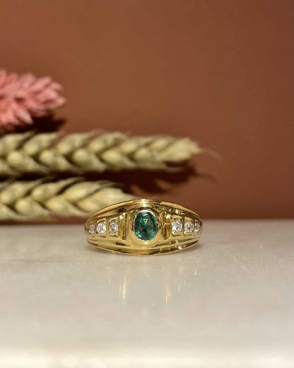 Bague Jonc Émeraude &amp; Diamants &quot;Azénor&quot; - Elliade Paris