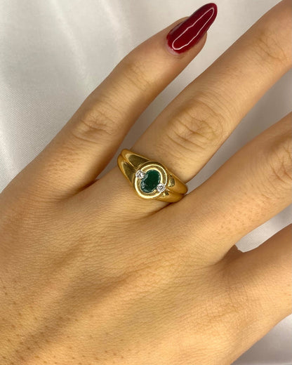 Bague Jonc Émeraude &amp; Diamants &quot;Carmélia&quot; - Elliade Paris