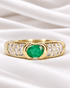 Bague Jonc Émeraude & Diamants "Daniella" - Elliade Paris