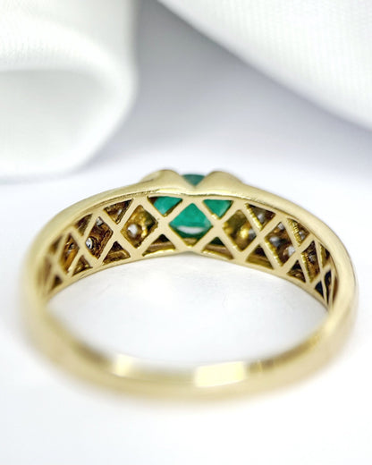 Bague Jonc Émeraude &amp; Diamants "Daniella" - Elliade Paris