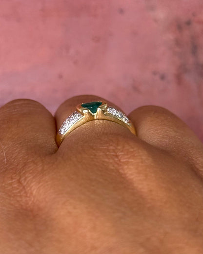 Bague Jonc Émeraude &amp; Diamants "Daniella" - Elliade Paris