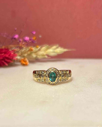 Bague Jonc Émeraude &amp; Diamants &quot;Lilou&quot; - Elliade Paris
