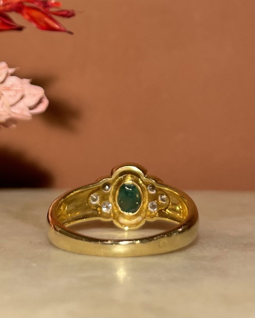 Bague Jonc Emeraude &amp; Diamants "Sally" - Elliade Paris