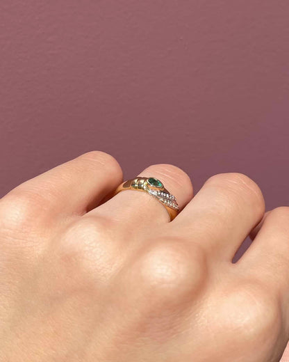 Bague Jonc Emeraude et Diamants &quot;Jewela&quot; - Elliade Paris