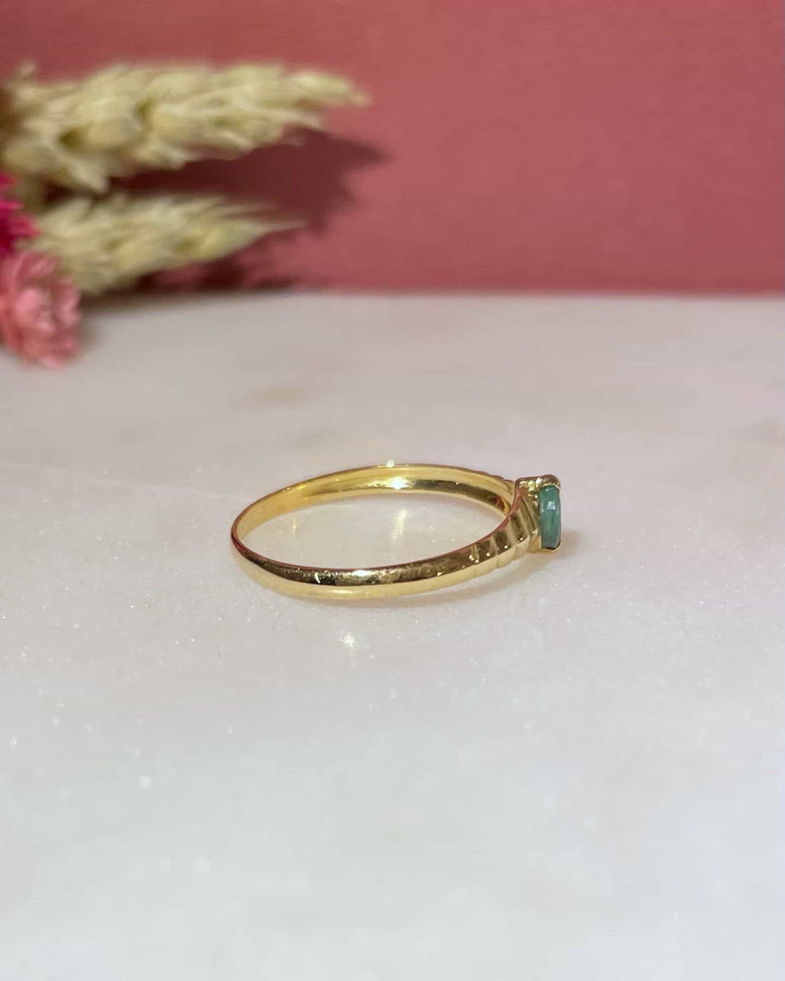 Bague Vintage Jonc Émeraude &quot;Maelle&quot;