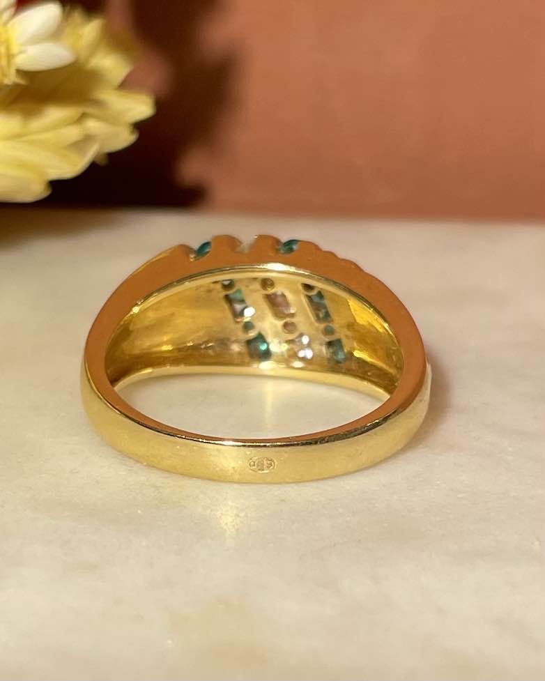 Bague Jonc Emeraudes &amp; Diamants "Raya" - Elliade Paris