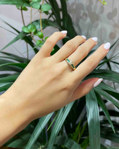 Bague Jonc Émeraudes &amp; Diamants &quot;Emiliana&quot;