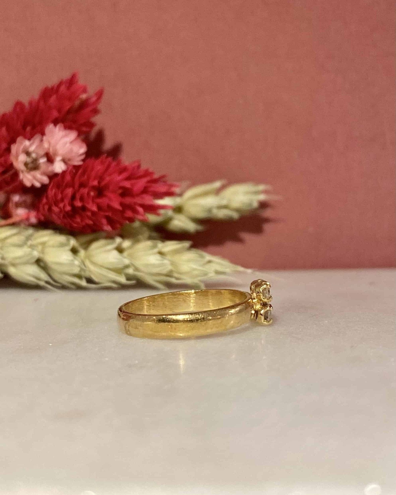 Bague Jonc Fleur Or &amp; Diamants Fleur "Lydia" - Elliade Paris