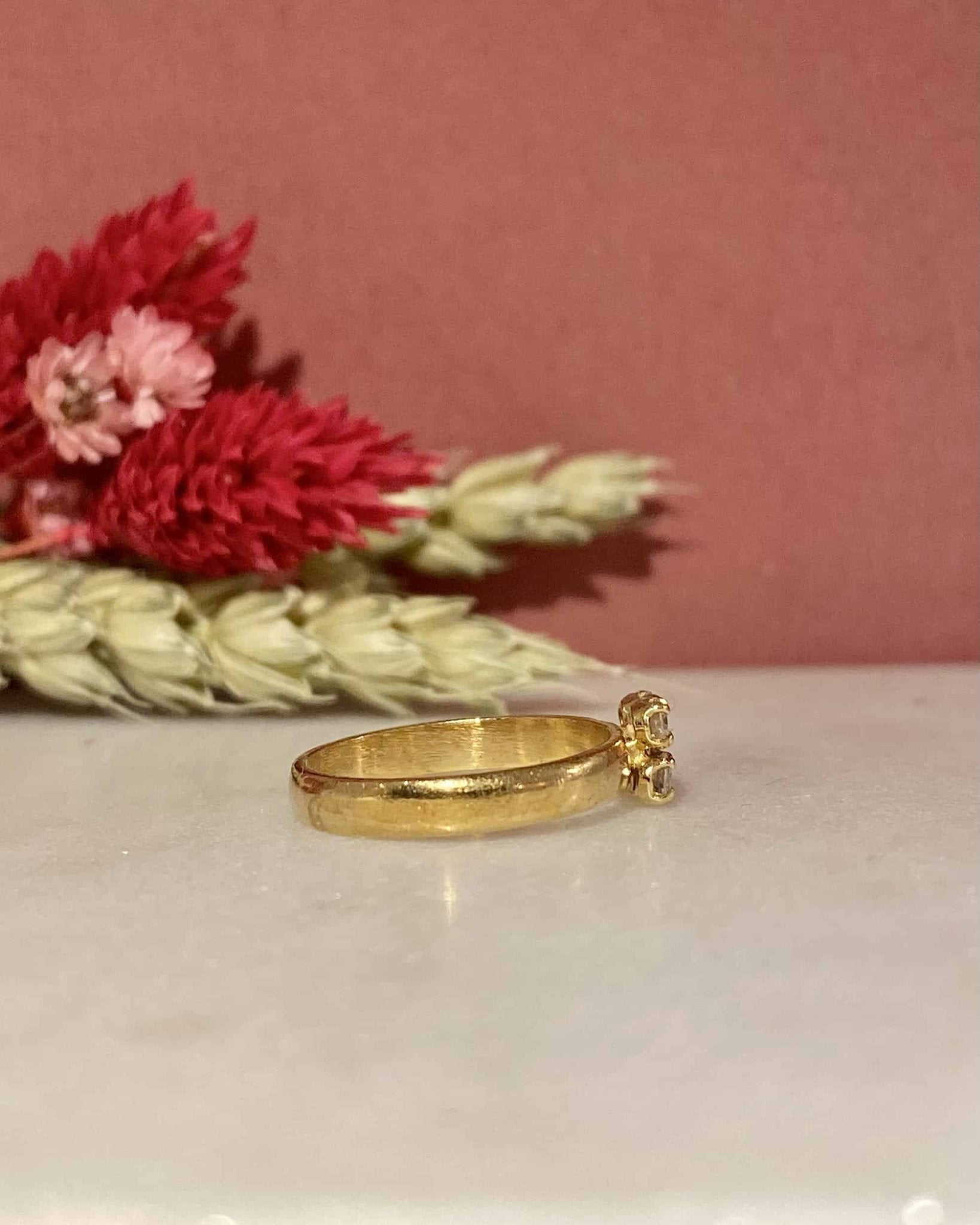 Bague Jonc Fleur Or &amp; Diamants Fleur &quot;Lydia&quot; - Elliade Paris