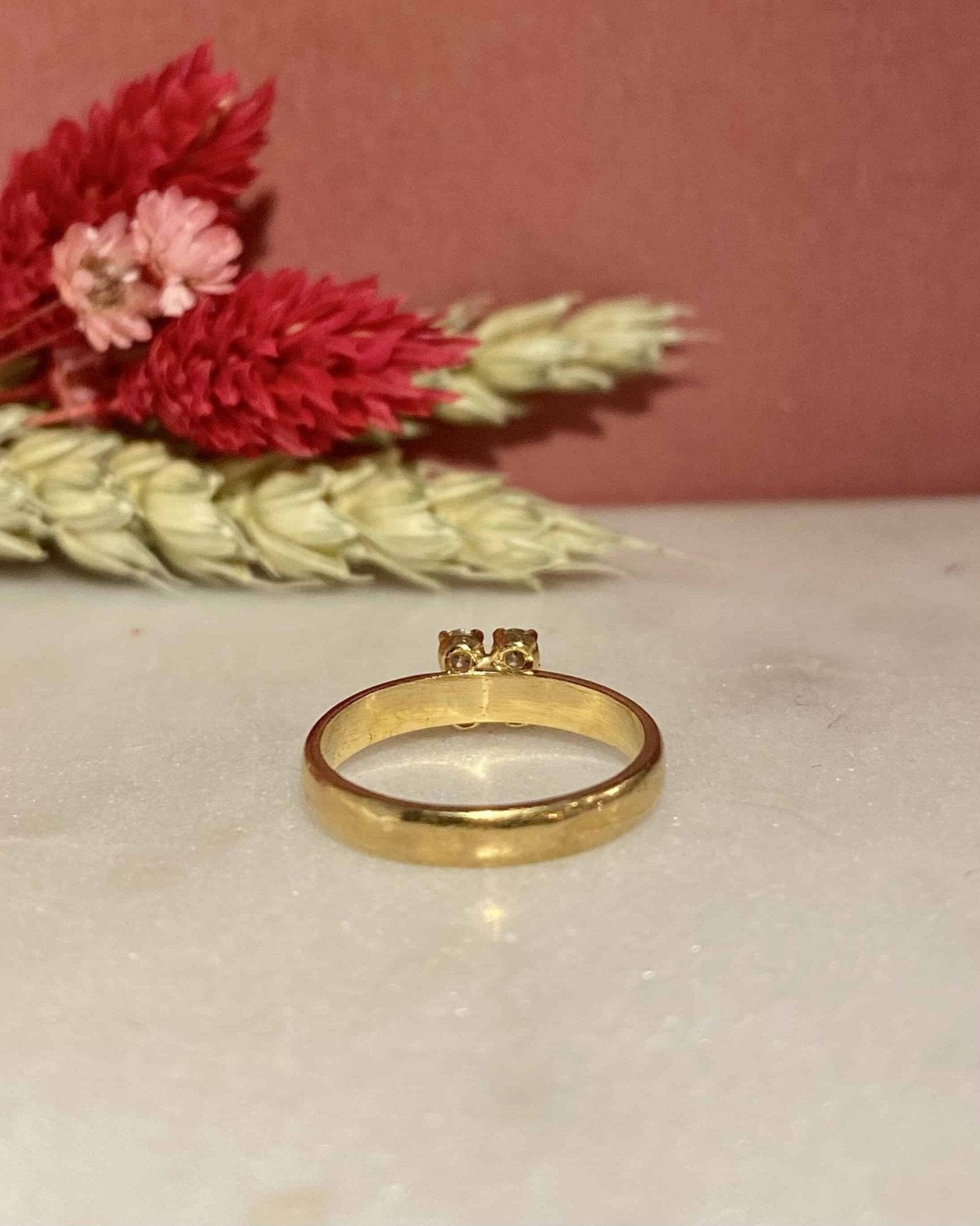 Bague Jonc Fleur Or &amp; Diamants Fleur "Lydia" - Elliade Paris