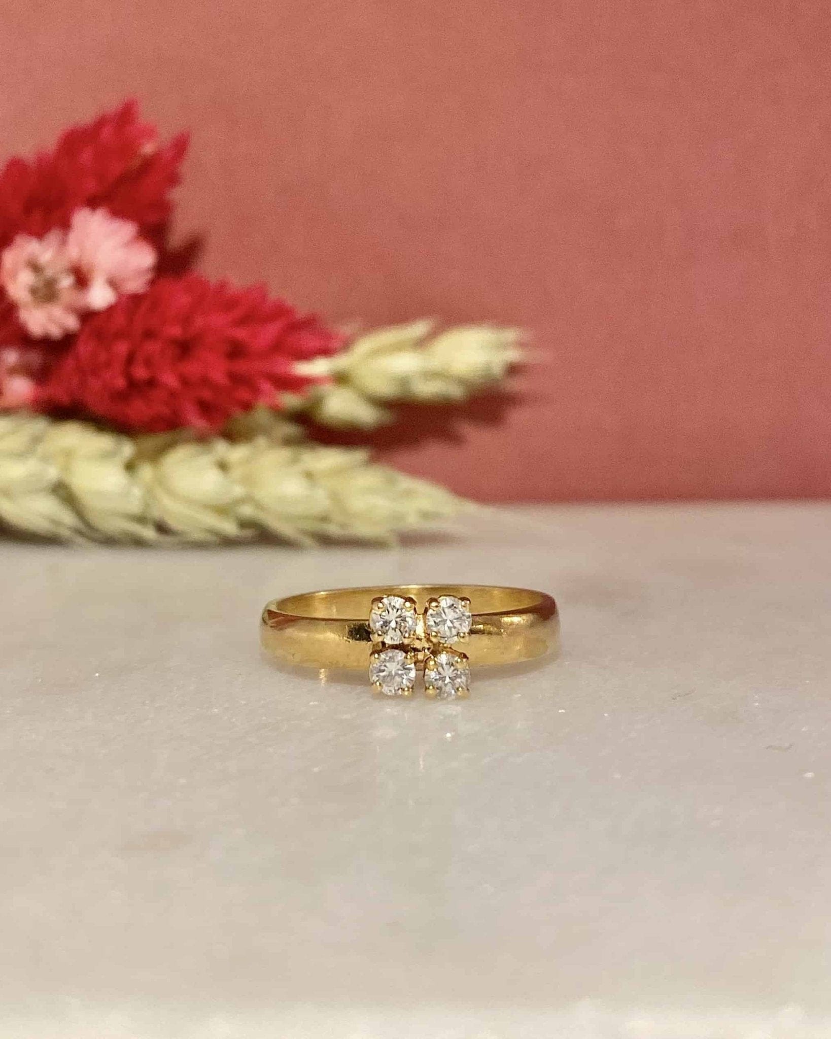 Bague Jonc Fleur Or &amp; Diamants Fleur "Lydia" - Elliade Paris