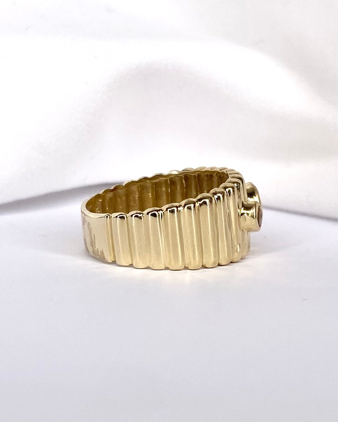 Bague Jonc Grenat, Citrines &amp; Or Jaune 5g "Ornella" - Elliade Paris