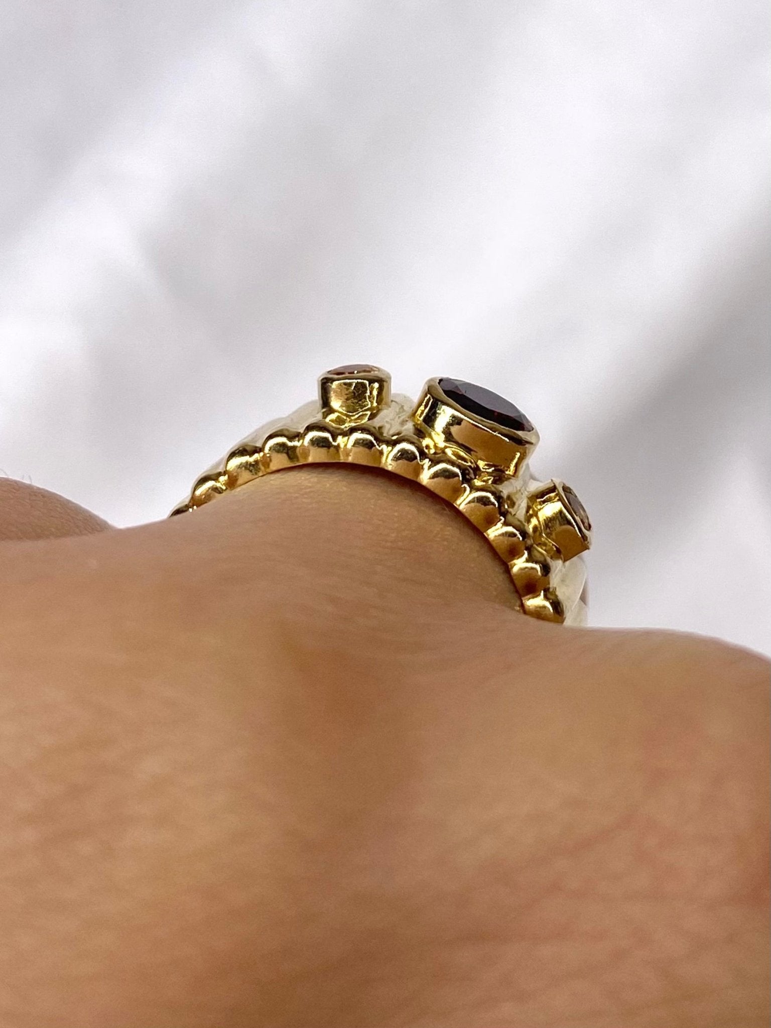 Bague Jonc Grenat, Citrines &amp; Or Jaune 5g "Ornella" - Elliade Paris