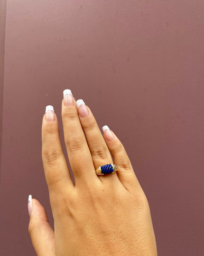 Bague Jonc Lapis - Lazuli 1.65 Carat &amp; 6 Diamants &quot;Eliana&quot; - Elliade Paris