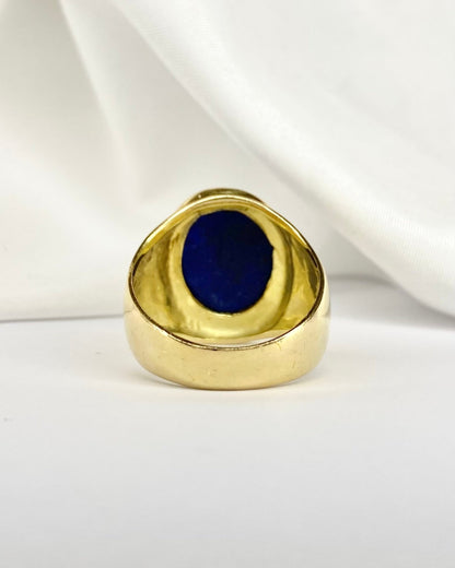 Bague Jonc Lapis - Lazuli 7.50 carats &amp; Or Jaune 10 g &quot;Lucia&quot; - Elliade Paris