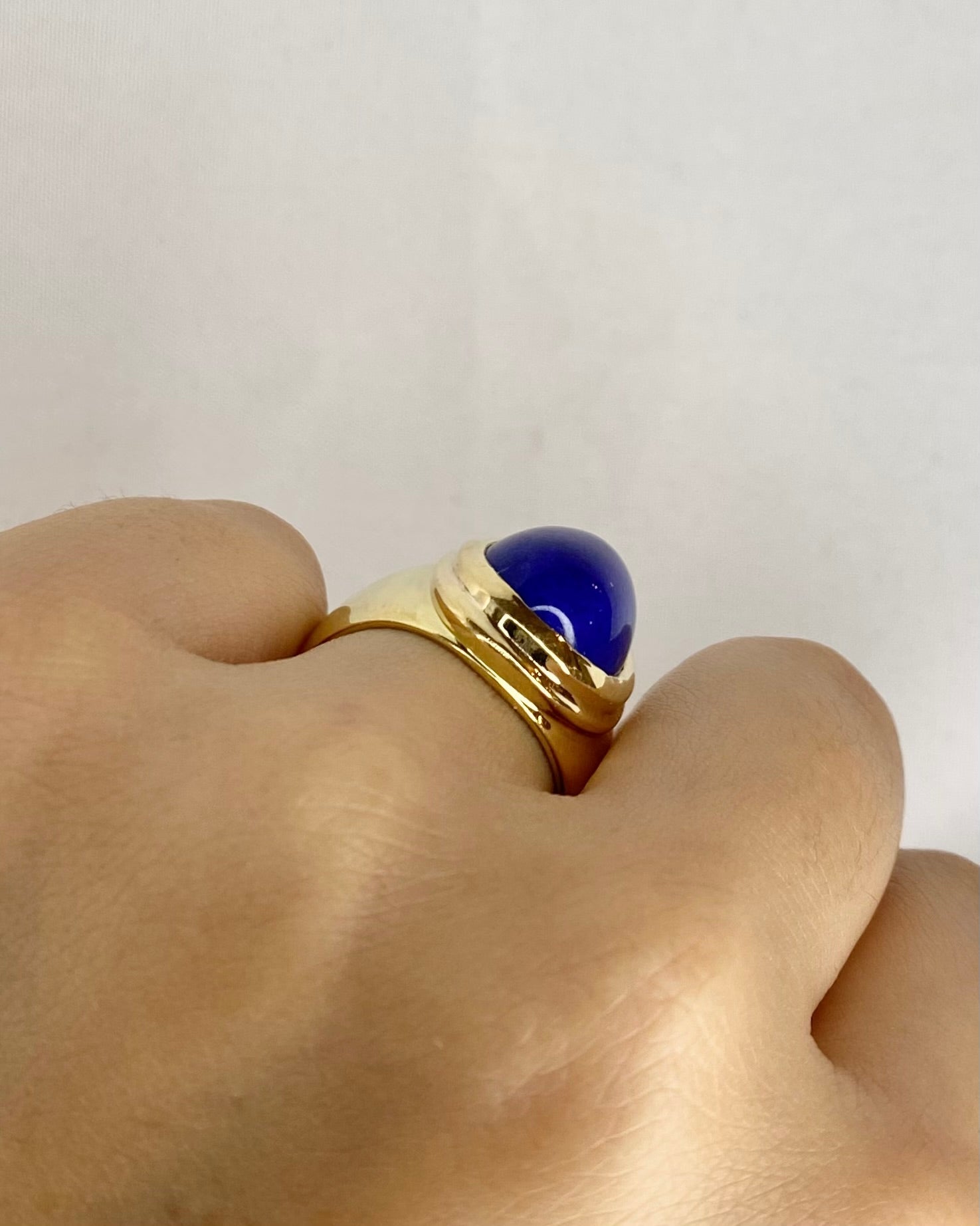 Bague Jonc Lapis - Lazuli 7.50 carats &amp; Or Jaune 10 g &quot;Lucia&quot; - Elliade Paris