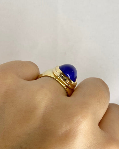 Bague Jonc Lapis - Lazuli 7.50 carats &amp; Or Jaune 10 g &quot;Lucia&quot; - Elliade Paris