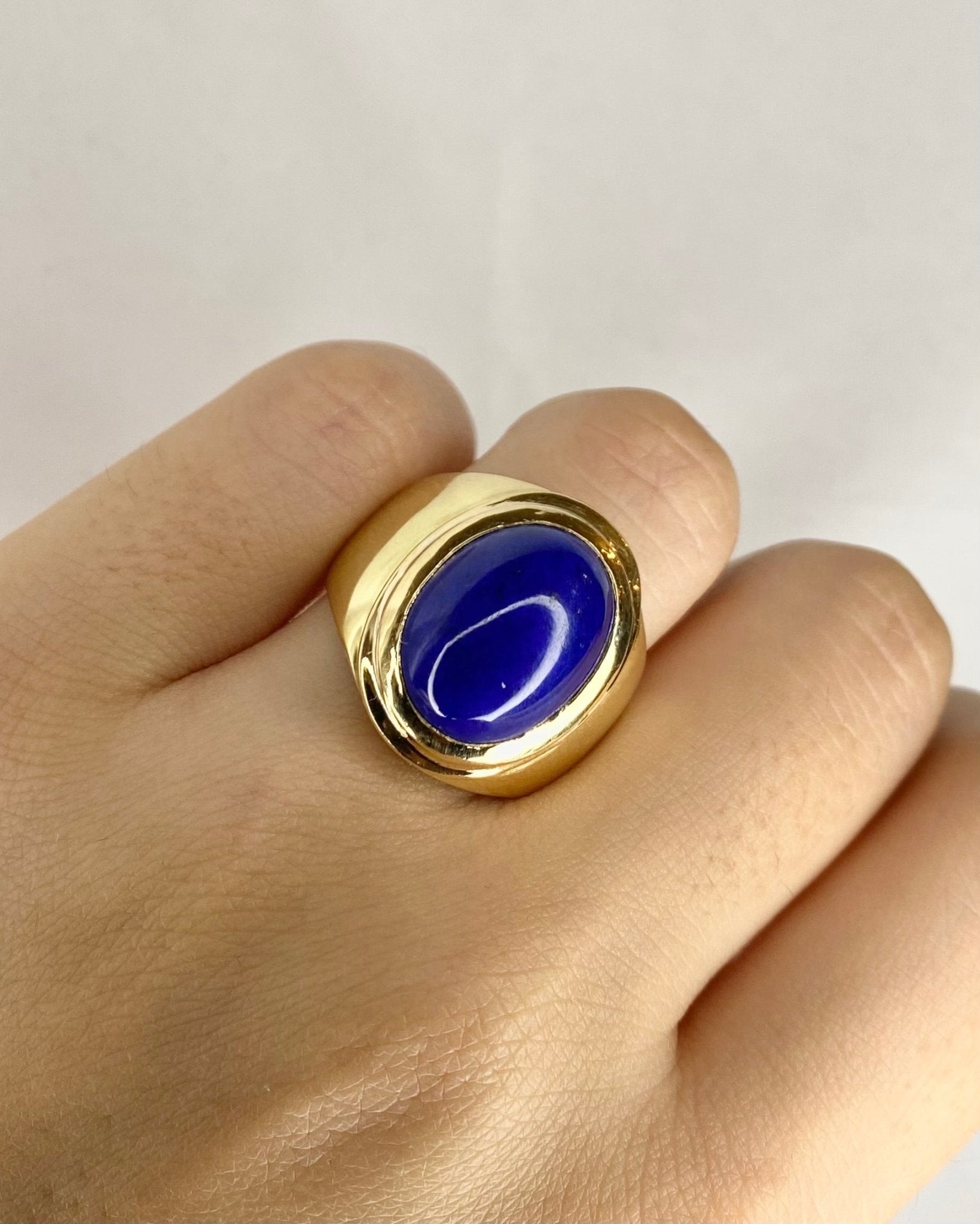 Bague Jonc Lapis - Lazuli 7.50 carats &amp; Or Jaune 10 g &quot;Lucia&quot; - Elliade Paris