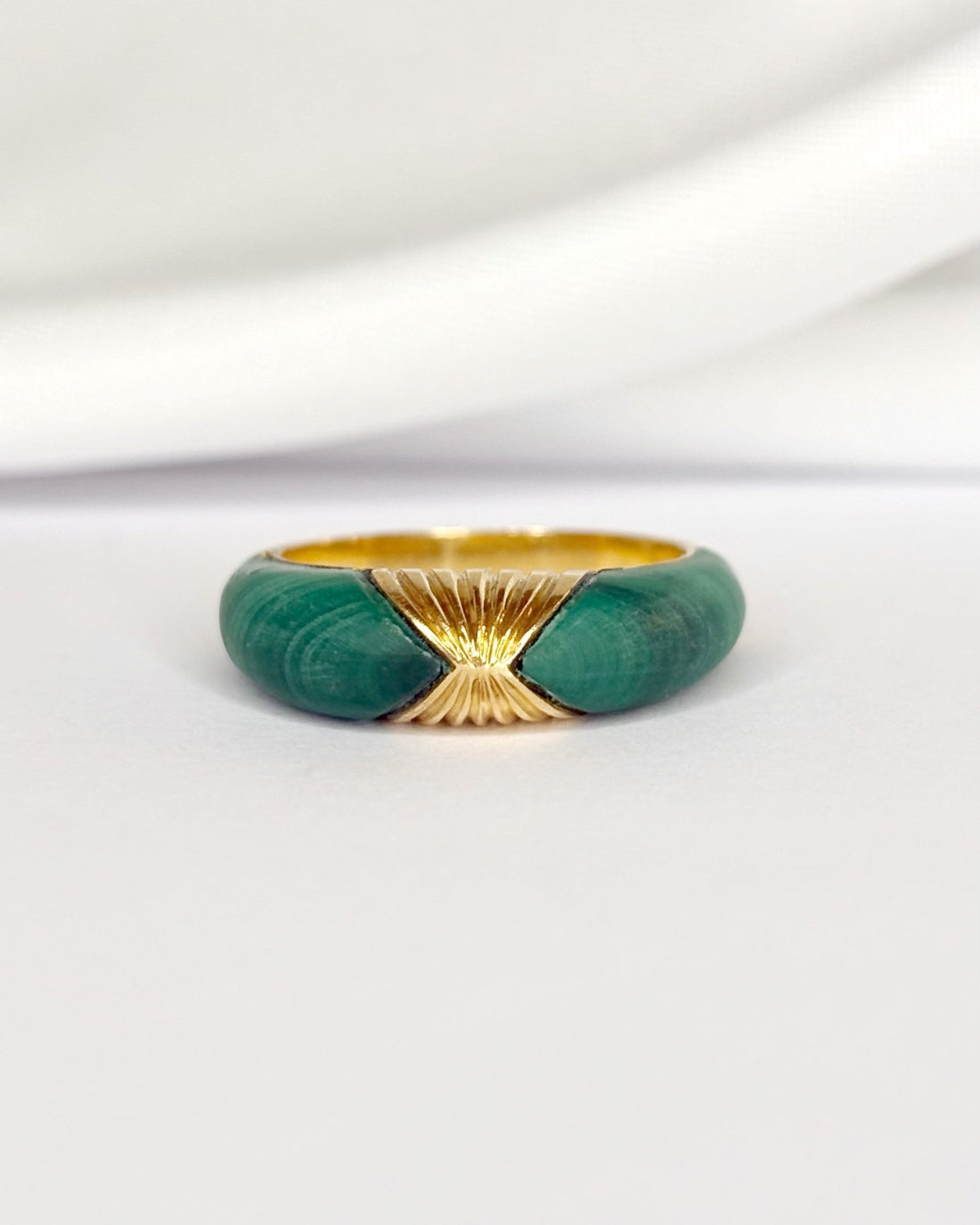Bague Jonc Malachites "Sami" - Elliade Paris