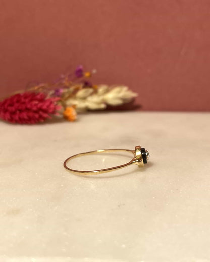 Bague Jonc Onyx &amp; Diamants &quot;Soizic&quot; - Elliade Paris