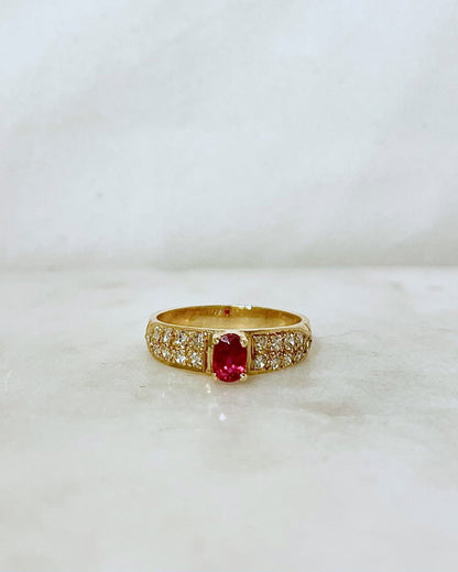 Bague Jonc Rubis 0.50 carat &amp; Diamants &quot;Andrea&quot; - Elliade Paris