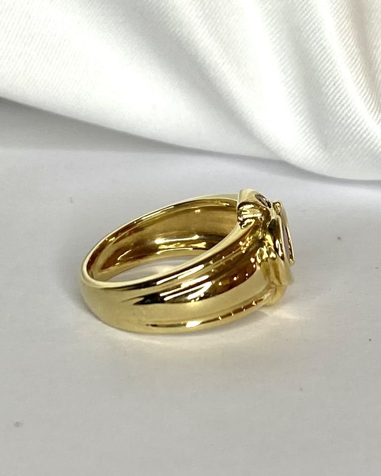 Bague Jonc Rubis 0.74 carat, Diamants &amp; Or 5.42g "Vaea" - Elliade Paris