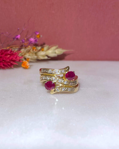 Bague Jonc Rubis 1 Carat &amp; Diamants &quot;Liya&quot; - Elliade Paris
