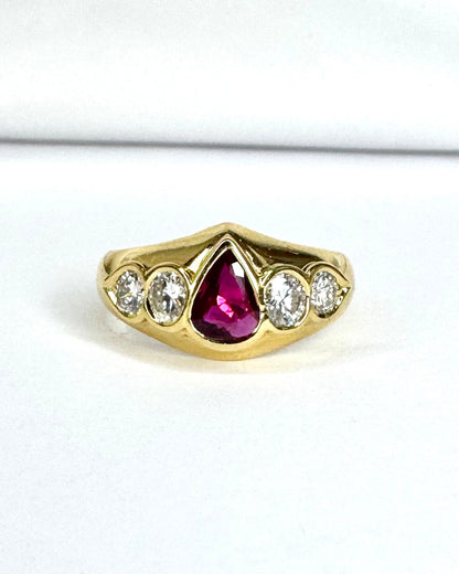 Bague Jonc Rubis, Diamants 0.55 carat &amp; or 6,39g "Clarisse" - Elliade Paris