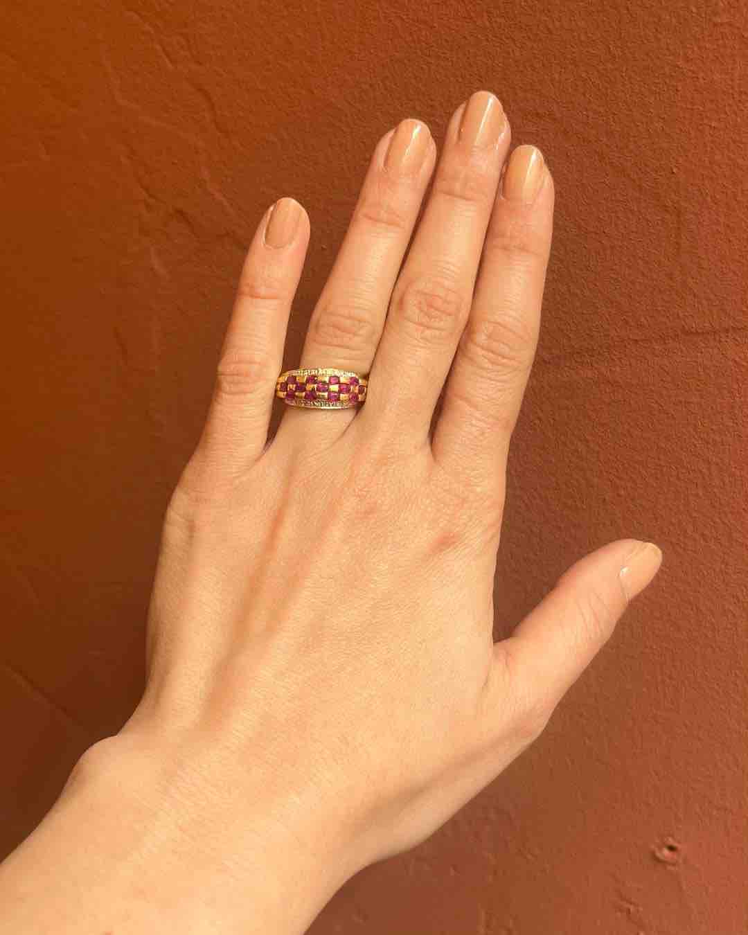"Mona" Ruby &amp;amp; Diamond Bangle Ring