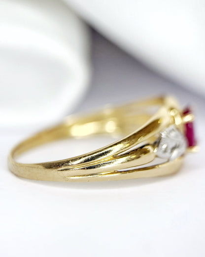 Bague Jonc Rubis &amp; Diamants "Adelaïde" - Elliade Paris