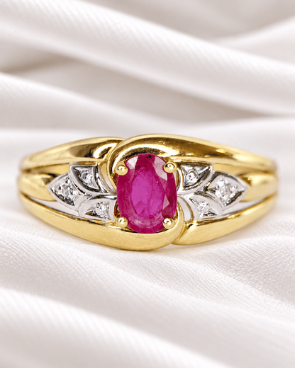 Bague Jonc Rubis &amp; Diamants "Adelaïde" - Elliade Paris
