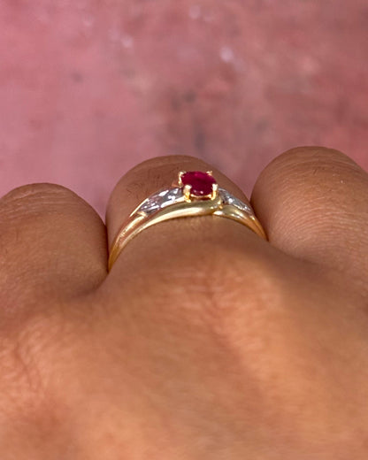 Bague Jonc Rubis &amp; Diamants "Adelaïde" - Elliade Paris