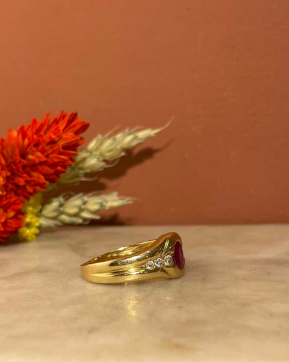 Bague Jonc Rubis Diamants &quot;Saïna&quot; - Elliade Paris