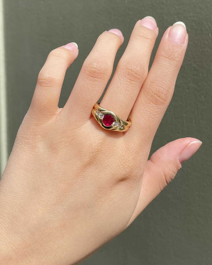 Bague Jonc Rubis Diamants &quot;Saïna&quot; - Elliade Paris