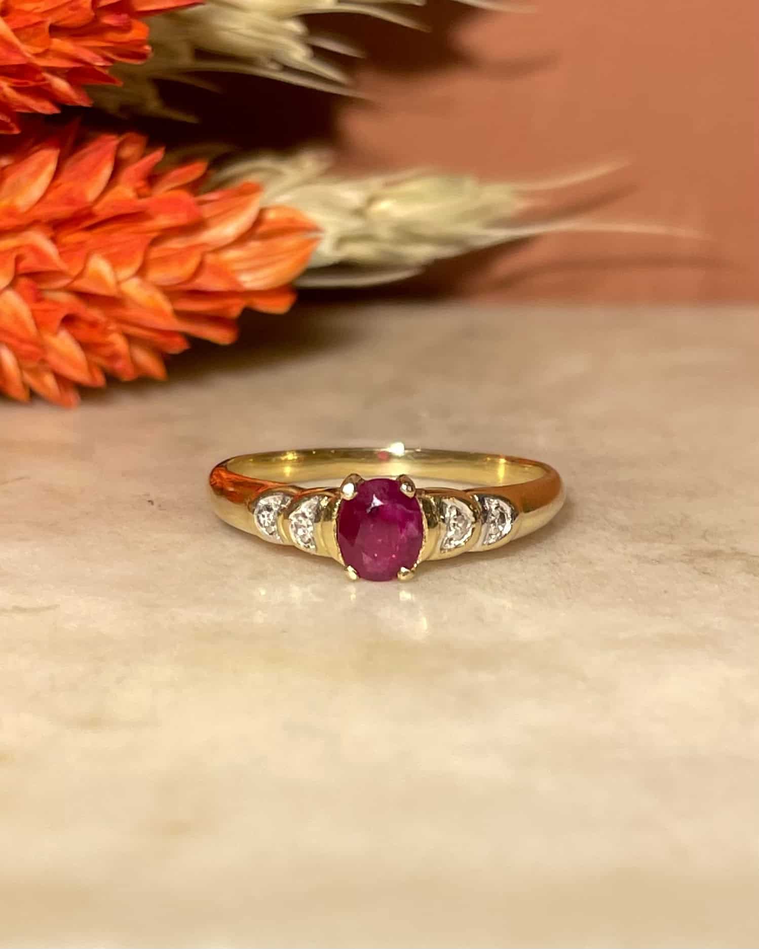Bague Jonc Rubis &amp; Diamants "Sissy" - Elliade Paris