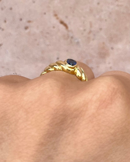 Bague Jonc Saphir 0.30 carat &amp; Or 3.46g "Oana" - Elliade Paris