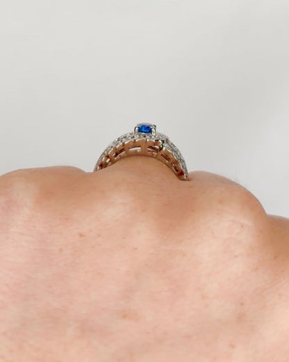 Bague Jonc Saphir 0.70 carat, Diamants 0.50 carat &amp; Platine 7.55g "Sabrina" - Elliade Paris